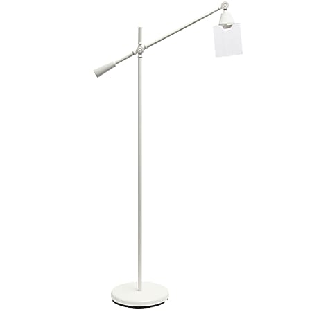 Lalia Home Swing-Arm Floor Lamp, 56"H, Clear Shade/White Base