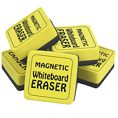 The Pencil Grip™ Magnetic Whiteboard Eraser, 2" x 2", Yellow, 12 Per Pack, Set Of 2 Packs