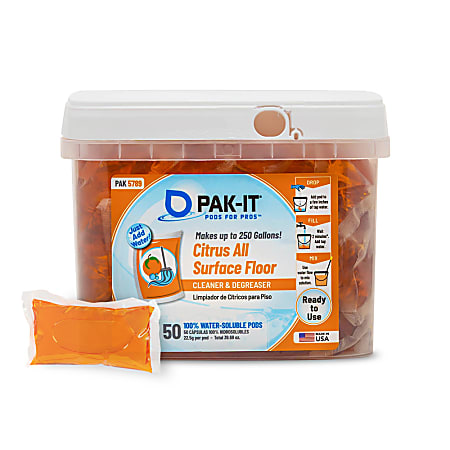 Big 3 Packaging PAK-IT All-Surface Floor Cleaner, Citrus Scent, Pack Of 50