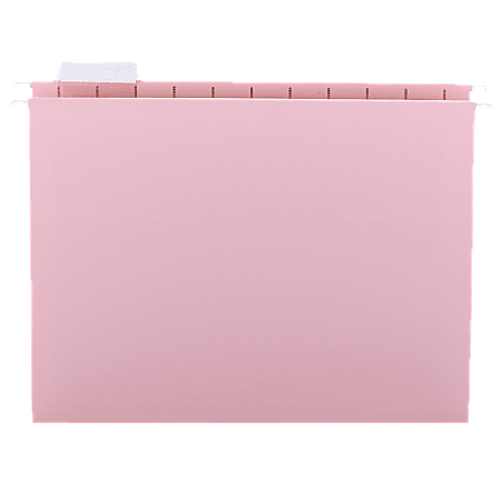 Smead® 1/5-Cut Color Hanging Folders, Letter Size, Pink, Box Of 25