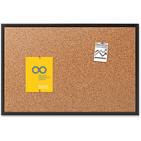 Quartet® Classic Cork Bulletin Board, 18" x 24", Aluminum Frame With Black Finish