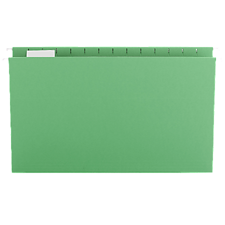 Smead® Hanging File Folder With Tab, 1/5-Cut Adjustable Tab, Legal Size, Green, Box of 25