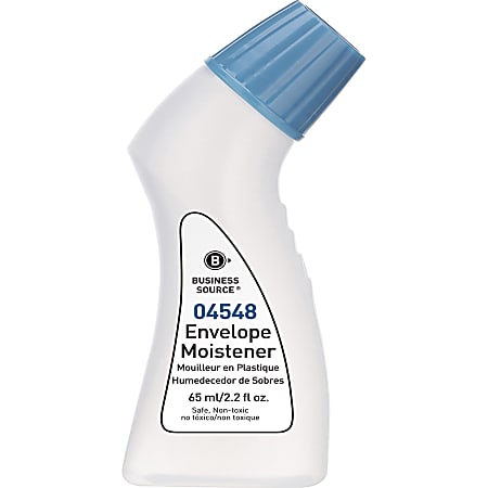 Envelope Moistener with Adhesive, 2.2 oz Bottle, Clear, 4/Pack