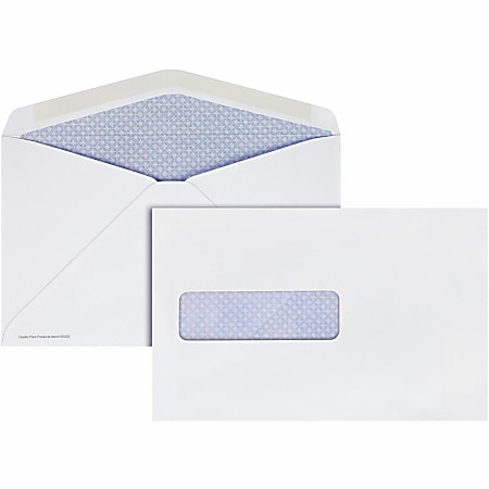 Quality Park Postage Saver Security Tint Window Envelopes - Booklet - #10 1/2 - 6" Width x 9 1/2" Length - 28 lb - Adhesive - White - Paper - 500 / Box