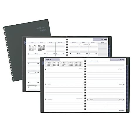 AT-A-GLANCE® Weekly/Monthly Academic Planner, 9" x 11", Charcoal, July 2016 to June 2017