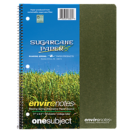Roaring Spring Environotes College Ruled 1 Subject Recycled Spiral Notebook - 70 Sheets - 140 Pages - 0