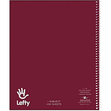 Roaring Spring Lefty 1 Subject Wirebound Notebook - 100 Sheets - 200 Pages - Printed - Spiral Bound