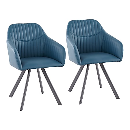 LumiSource Clubhouse Pleated Chairs, Black/Teal, Set Of 2 Chairs