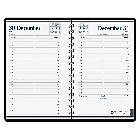 SKILCRAFT® Wirebound Daily Appointment Planner, 5” x 8”, 50% Recycled, Black, January to December 2017 (AbilityOne 7530-01-600-7578)