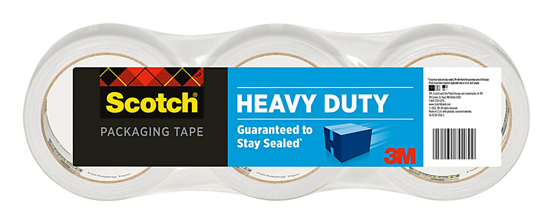 Scotch Heavy Duty Shipping Packing Tape With Dispenser 1 78 x 54.6 Yd.  Clear Pack Of 2 Rolls - Office Depot