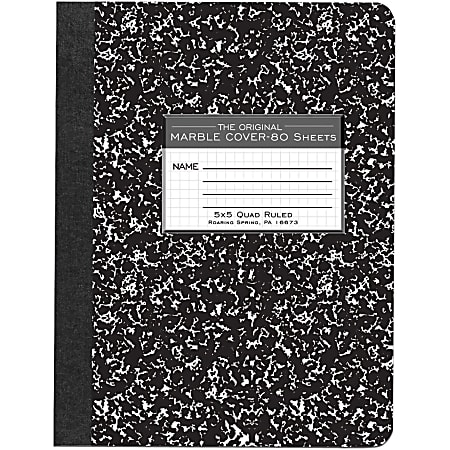 Roaring Spring Composition Book, 7 1/2" x 9 3/4", Quadrille Ruled, 80 Sheets, Black Marble