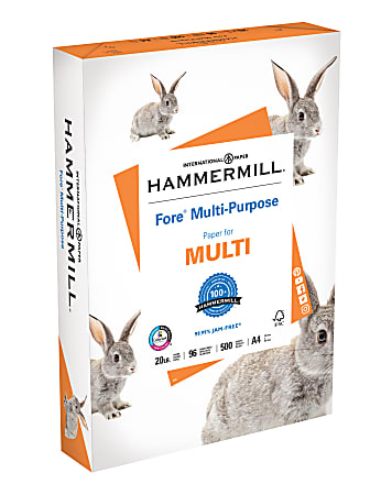 Hammermill® Fore Multi-Use Printer & Copy Paper, White, A4 (8 1/4" x 11 3/4"), 500 Sheets Per Ream, 20 Lb, 96 Brightness