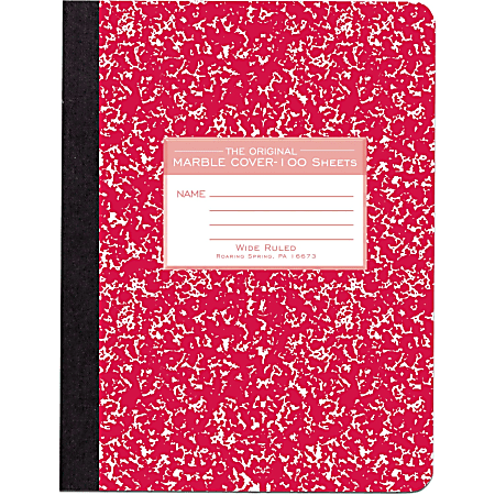Roaring Spring Wide Ruled Hard Cover Composition Book, 9.75" x 7.5" 100 Sheets, Marble Assorted Colors