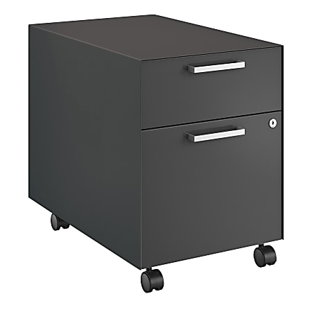 HON® Fuse Collection 23-1/4"D 2-Drawer Letter-Size Metal Mobile Vertical Box/File Pedestal, Charcoal