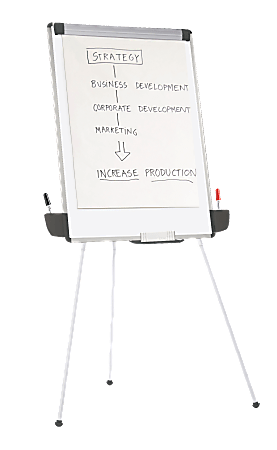Office Depot® Brand Tripod Non-Magnetic Dry-Erase Whiteboard Easel, 29 3/8" x 44", Metal Frame With Gray Finish
