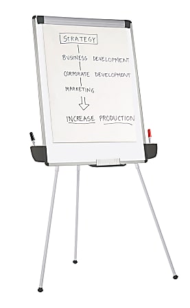 Office Depot® Brand Tripod Non-Magnetic Dry-Erase Whiteboard Easel, 29 3/8" x 44", Metal Frame With Gray Finish