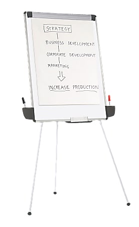 WorkPro Double Sided Mobile Magnetic Dry Erase Whiteboard Easel 72 x 48  Aluminum Frame With Silver Finish - Office Depot