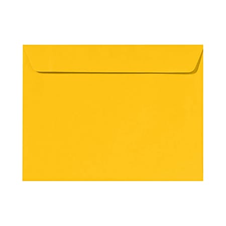 LUX Booklet 9" x 12" Envelopes, Gummed Seal, Sunflower Yellow, Pack Of 50