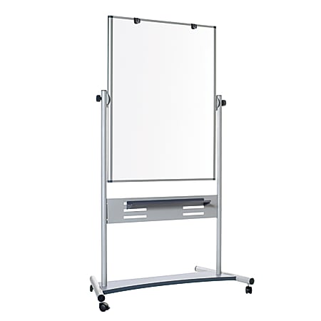 MasterVision® Gold Ultra™ Evolution Revolver Mobile Presentation Non-Magnetic Dry-Erase Whiteboard Easel, 36" x 47", Aluminum Frame With Silver Finish