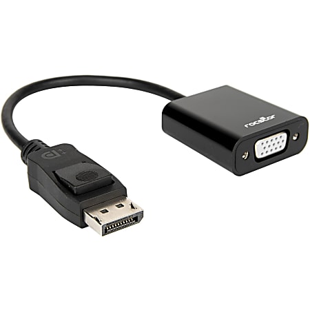 Rocstor DisplayPort to VGA Video Adapter Converter - Cable Length: 5.9" - 5.90" DisplayPort/VGA Video Cable for Video Device, Desktop Computer, Notebook, Projector, Monitor, HDTV - First End: 1 x DisplayPort Male Video - Second End: 1 x HD-15 Female VGA