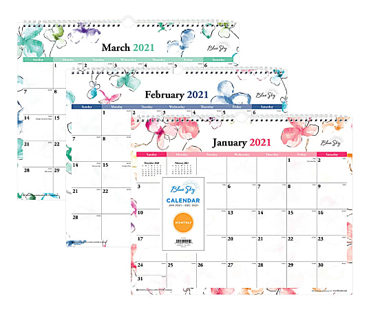 Blue Sky™ Monthly Wire Wall Calendar, 12" x 15", Lindley, January To December 2021, 117888