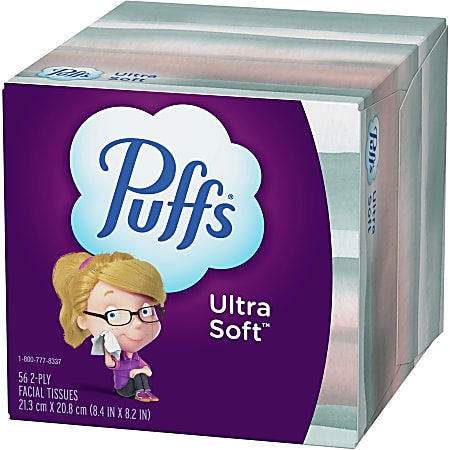 Puffs Ultra Soft 2 Ply Facial Tissue White 56 Tissues Per Box Case