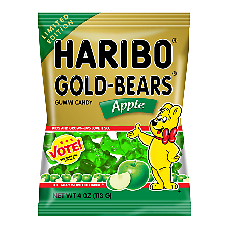 Haribo Apple Gold Bears, 4 Oz, Pack Of 12