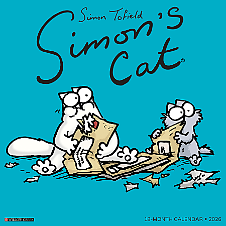 2026 Willow Creek Press Animals Monthly Wall Calendar, 12" x 12", Simon's Cat, January To December, 52808