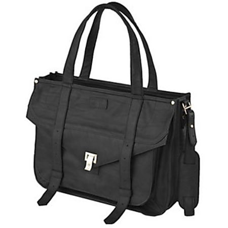 WIB Mercer Street Carrying Case for 17" MacBook Pro - Black - Leather - Shoulder Strap - 12.5" Height x 17" Width x 6.5" Depth