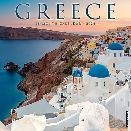 2024 Willow Creek Press Scenic Monthly Wall Calendar, 12" x 12", Greece, January to December