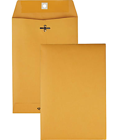 Quality Park Clasp Envelope Clasp (6 1/2" x 9 1/2"), 28 lb,Gummed Kraft, Box Of 100