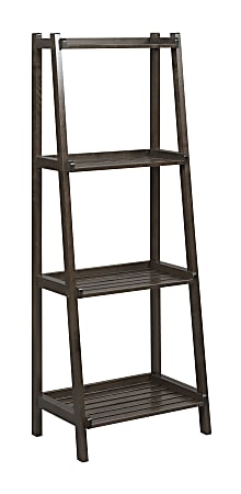 New Ridge Home Goods Dunnsville 60"H 4-Tier Leaning Ladder Bookcase, Espresso