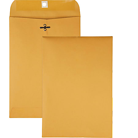 Quality Park Gummed Kraft Clasp Envelopes - Clasp - #68 - 7" Width x 10" Length - 28 lb - Gummed - Kraft - 100 / Box - Kraft