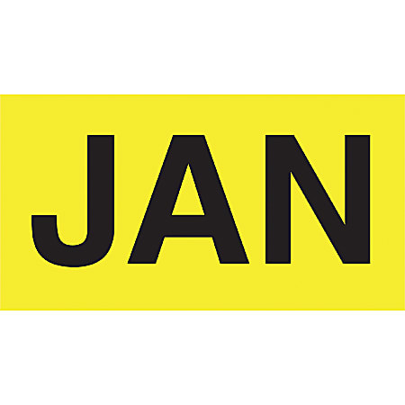 Tape Logic® Permanent Inventory Label Roll, Month-Style, "JAN," 3" x 2", Yellow, Roll Of 500