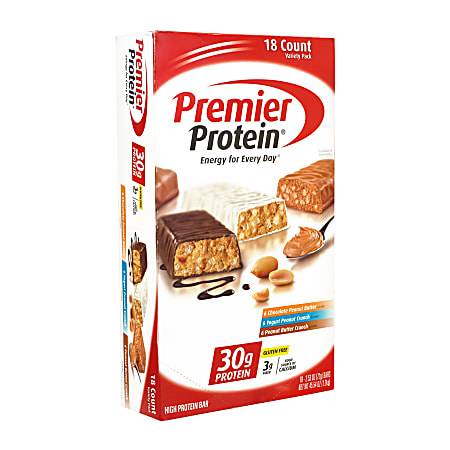 Premier Protein High-Protein Bars Variety Pack, 2.53 Oz, Box Of 18 Bars