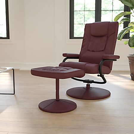 Burgundy chair and ottoman sales