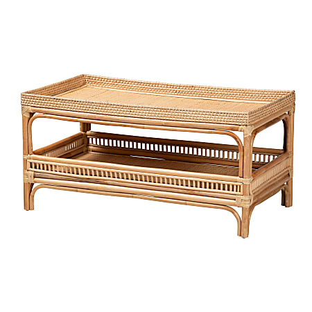 bali & pari Lombok Natural Rattan Coffee Table, 19-3/4”H x 39-13/16”W x 22-13/16”D, Natural