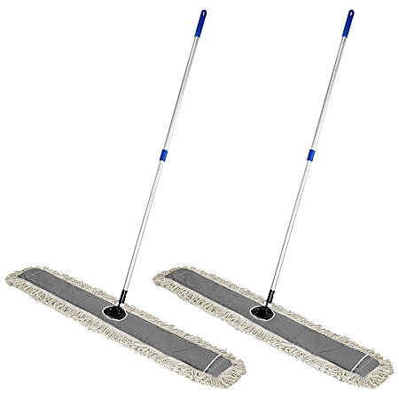 Alpine Cotton Floor Dust/Dry Mop Sets, 48", Multicolor, Pack Of 2 Mop Sets