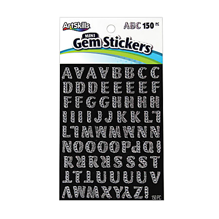 Artskills® Gem Alphabet Stickers, Small, 1/2", Custom, Silver, Pack Of 150