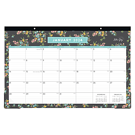 2024 Blue Sky™ Winnie Charcoal Monthly Desk Pad