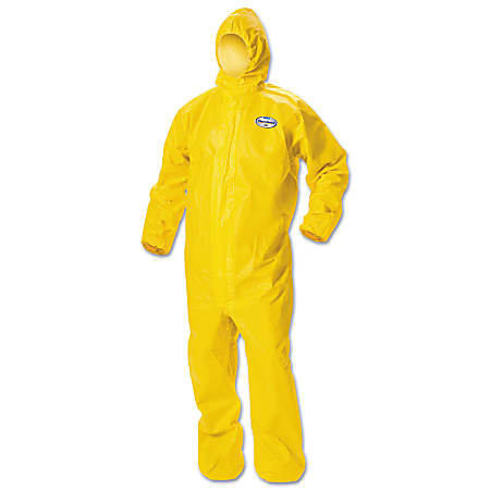 Kimberly-Clark® Professional KleenGuard A70 Chemical-Splash Hooded Protection Coveralls, 2X, Yellow, Pack Of 12 Coveralls