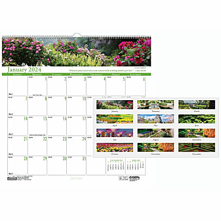 House of Doolittle Earthscapes Gardens Wall Calendar - Julian Dates - Monthly - 1 Year - January 2022 till December 2022 - 1 Month Single Page Layout - 12" x 12" Sheet Size - 1.63" x 1.63" Block - Wire Bound - White - Paper, Chipboard