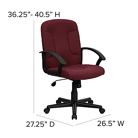 Flash Furniture Fabric Mid Back Swivel Chair BurgundyBlack ODP