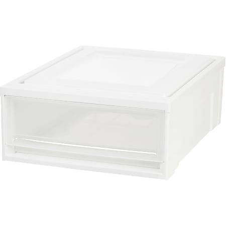 IRIS Stackable Storage Box Drawer - External Dimensions: 19.6" Length x 15.8" Width x 7" Height - 5.50 gal - Stackable - Plastic - Clear, White - For Accessories, Craft Supplies, Toiletries - 4 / Carton