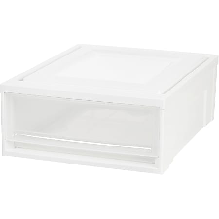 IRIS Stackable Storage Box Drawer - External Dimensions: 19.6 Length x  15.8 Width x 7 Height - 5.50 gal - Stackable - Plastic - Clear, White -  For