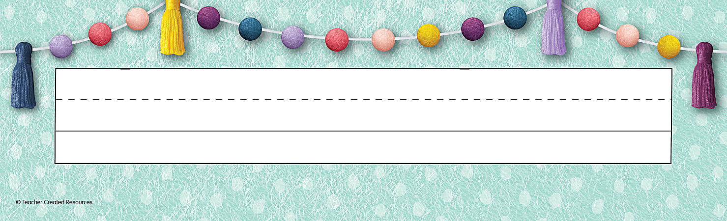 Teacher Created Resources Flat Name Plates, 3-1/2" x 11-1/2", Oh Happy Day, Pack Of 36 Name Plates