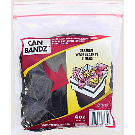 Alliance® 7" Elastic Wastebasket Bands, Black, Bag Of 50