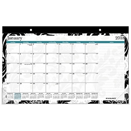 AT-A-GLANCE® Madrid Monthly Desk Pad Calendar, 17 3/4" x 10 7/8", 30% Recycled, January to December 2018 (SK93-705-18)