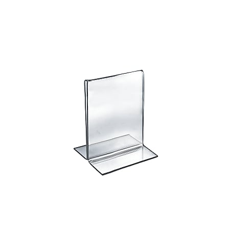 Azar Displays Double-Foot Acrylic Sign Holders, 6" x 5", Clear, Pack Of 10