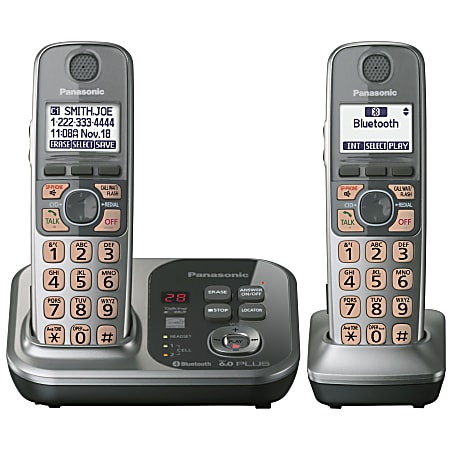 Panasonic® KX-TG7732S DECT 6.0 Digital Dual-Handset Bluetooth® Cordless Phone With Answering, Silver